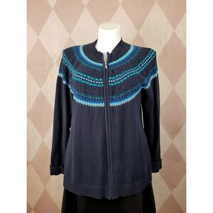 CJ Banks | Navy Nordic Zip Sweater